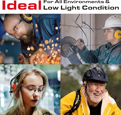 Miniatura 9 de ANSI Z87.1 - Gafas de seguridad mejoradas, antivaho y resistentes a los rayos UV, impactos y arañazos, envolvente transparente para el trabajo,