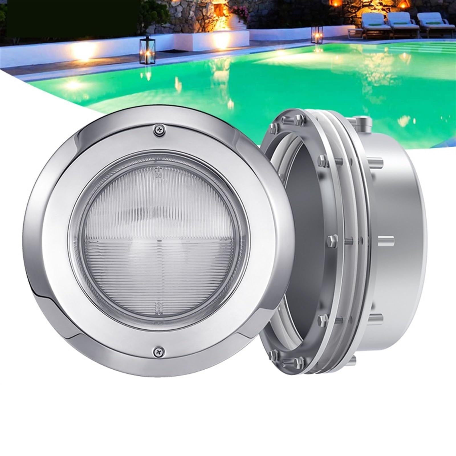EDEDE Poolbeleuchtung, Schwimmbadbeleuchtung RGB Bluetooth Dimmen LED Unterwasserlicht Unterwasserlicht für Schwimmbad, Brunnen, Teich, Aquarium(White,24W)