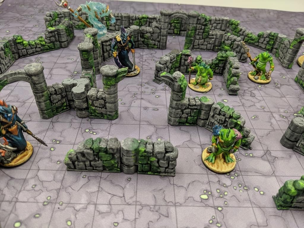 34pcs Dungeon Ruined Wall Map Tiles DND Terrain for Dungeons and Dragons Terrain, D&D, Pathfinder, Warhammer 40k, Miniatures, D and D, Dungeons and Dragons Gifts, Dungeon Master