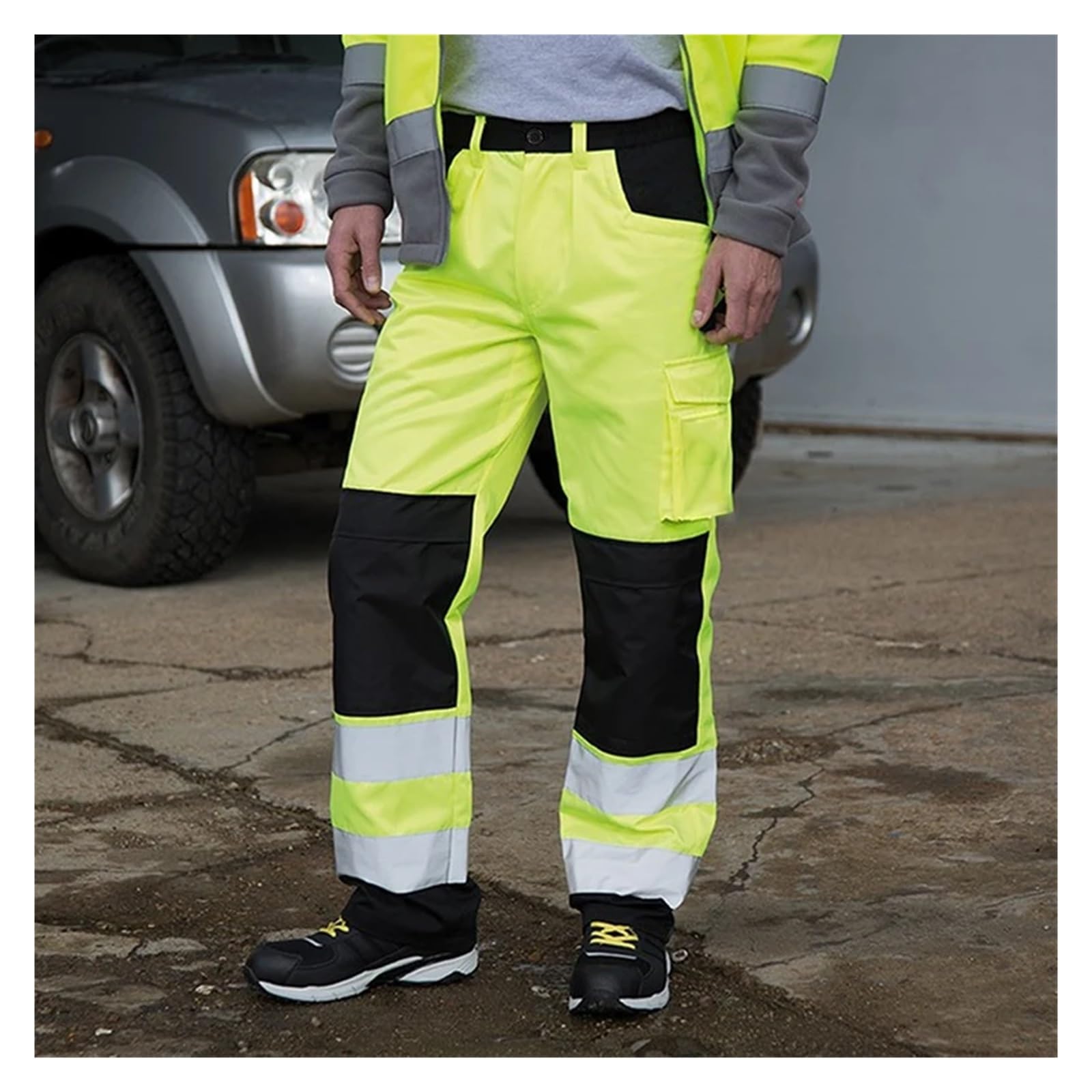 Pantaloni da Lavoro Uomo Pantaloni riflettenti da uomo in cotone multitasche for lavori edili(XL)