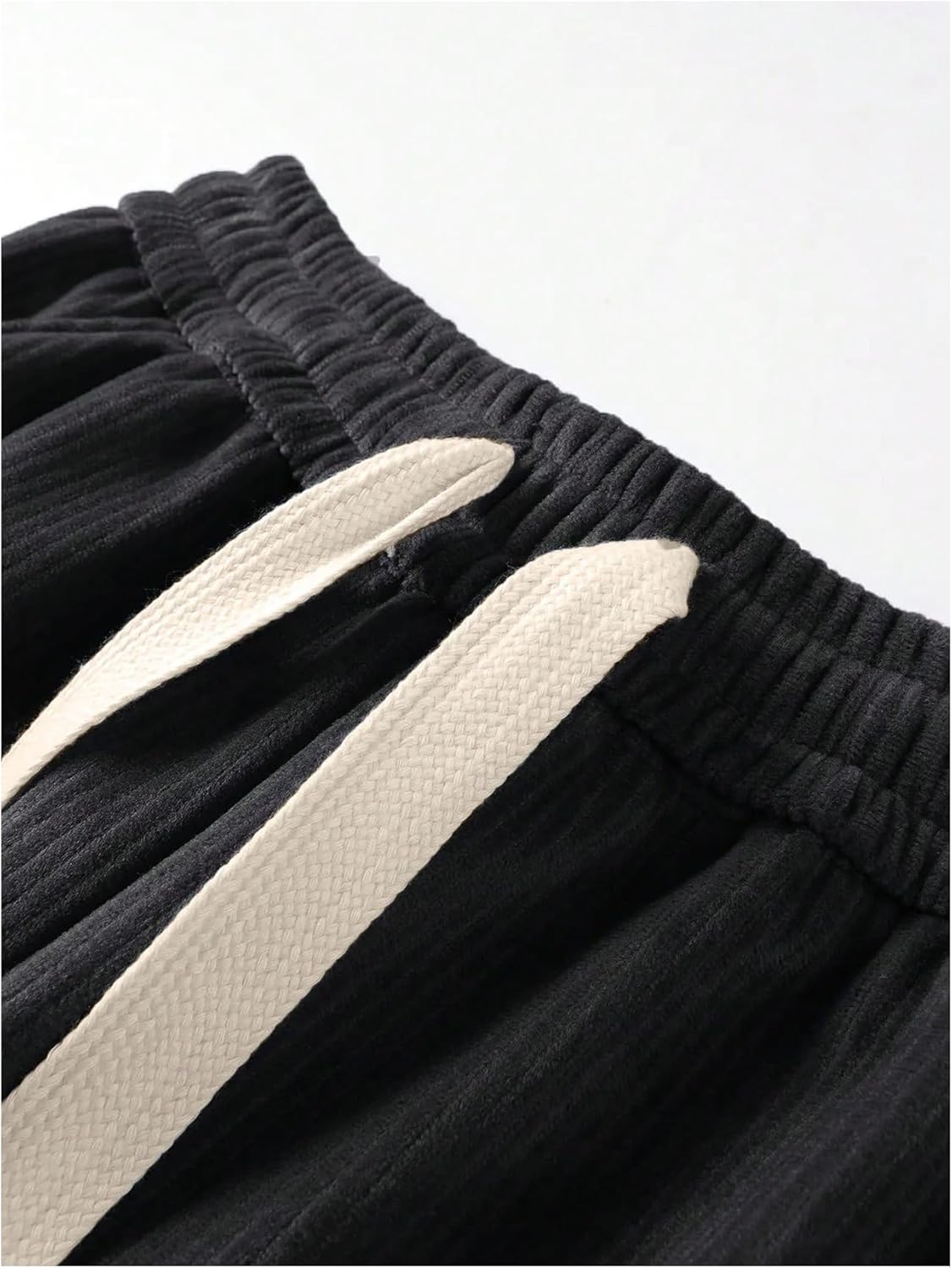 SOLY HUX Men's 2 Piece Corduroy Pants Drawstring Elastic Waist Straight Leg Baggy Pants with Pockets - Image 2