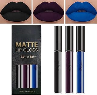 3 PCs Matte 24 Hours Liquid Lipstick Set,Matte Dark Red Purple Lipstick Set,Long Lasting Matte Nonstick Cup Lipstick for Women,Lip Stain,Waterproof Matte Lipstick Set Lip Gloss Gift Set (Set J)