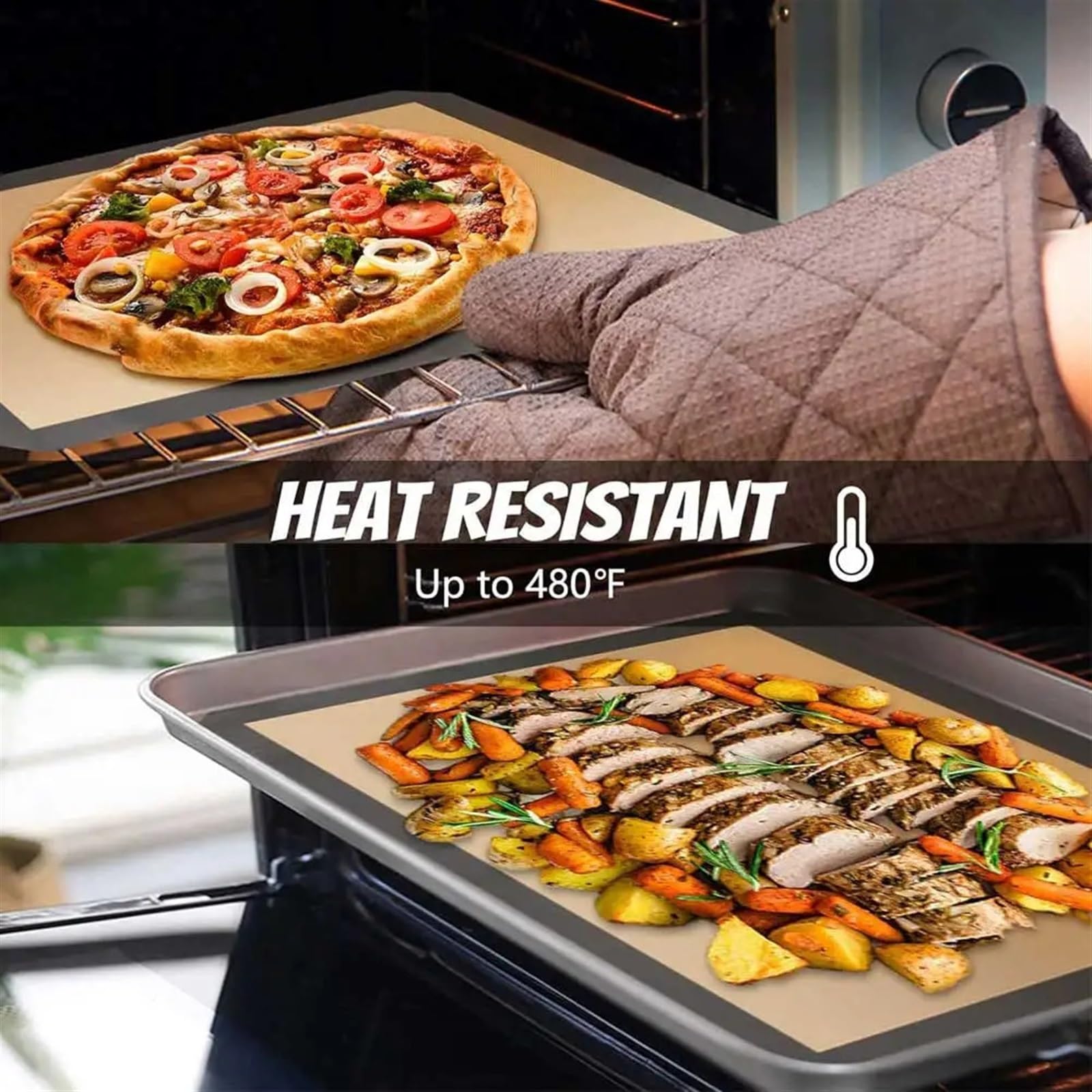 Wiederverwendbare Silikon-Backmatte, Antihaft-Grill-Pads, Ofenmatten, Picknick, Kochen, Kekstablett, Grill