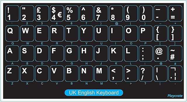 2 PACK English UK Replacement Non Transparent BLACK Stickers with White Letters - Suitable for ANY Keyboard