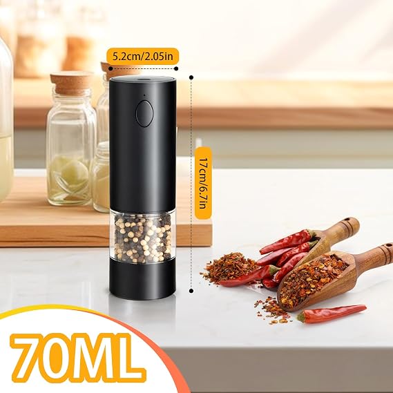 Electric Salt and Pepper Grinder, Adjustable Coarseness, Black