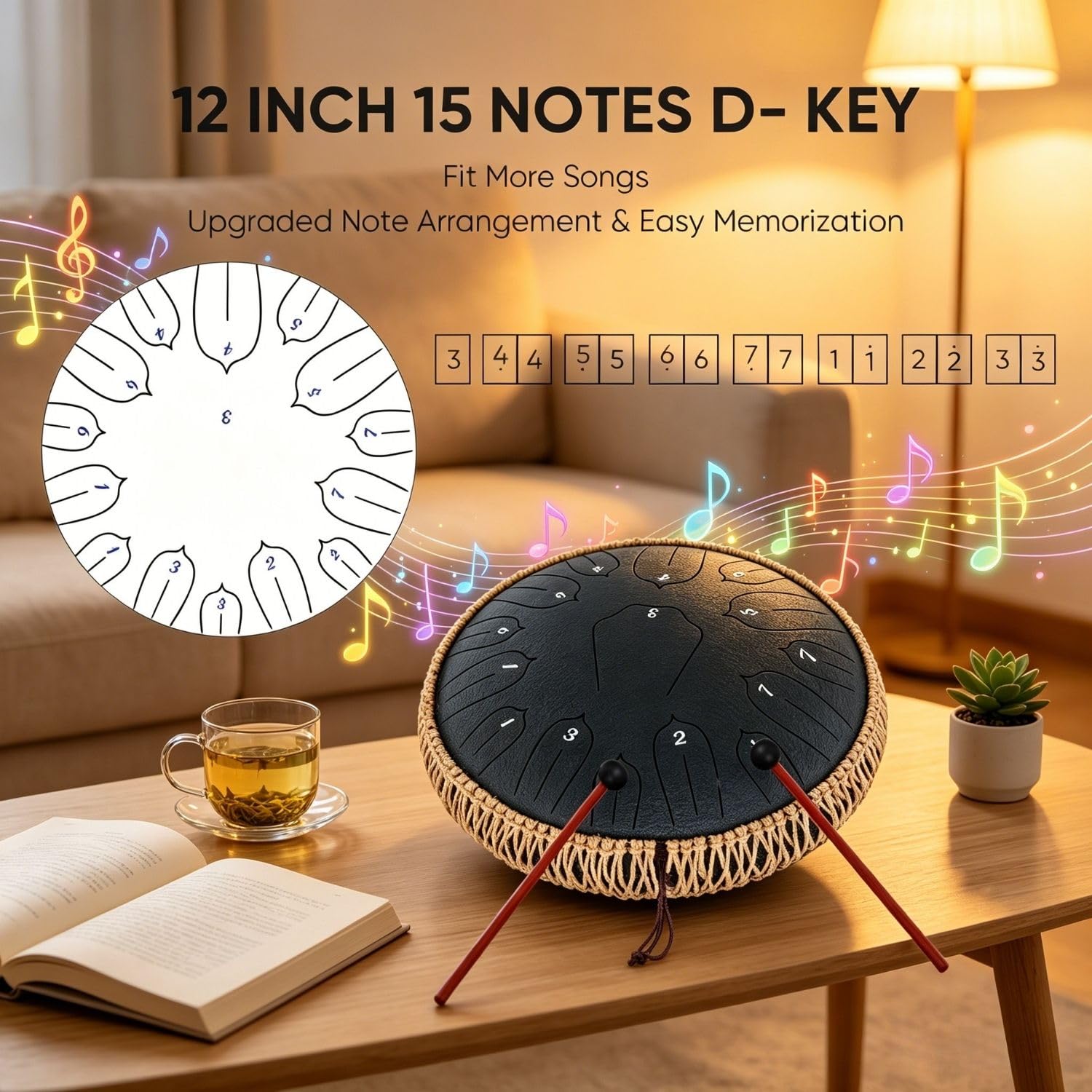 Amazon | Musfunny スリットドラム タングドラム 15音12インチ