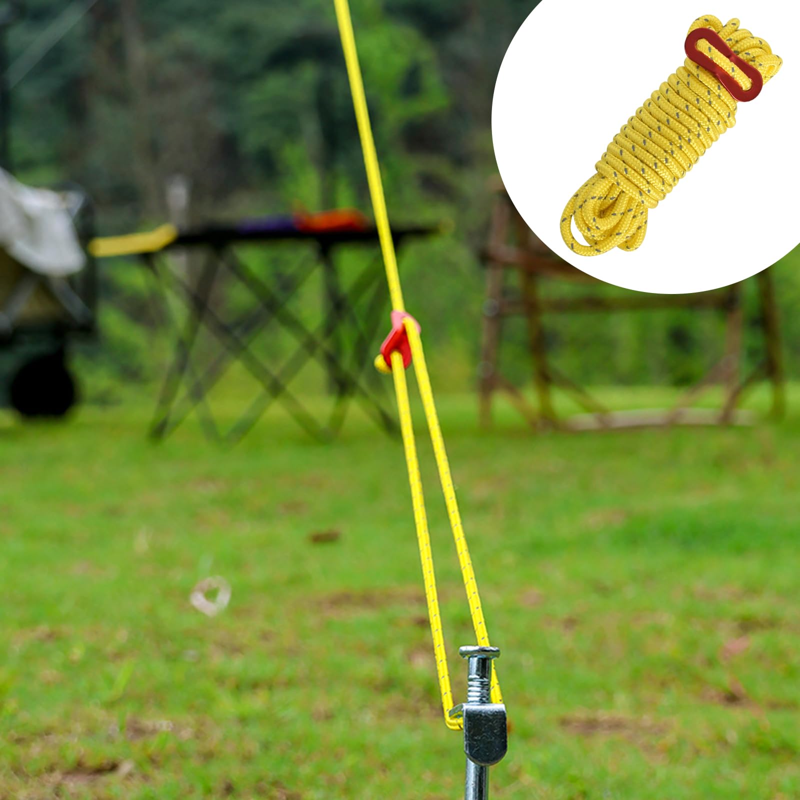 Flare Guy Ropes Knot-free Rope Pulley Tensioner 8 Pack Reflective Tent Guy Ropes, Light ...