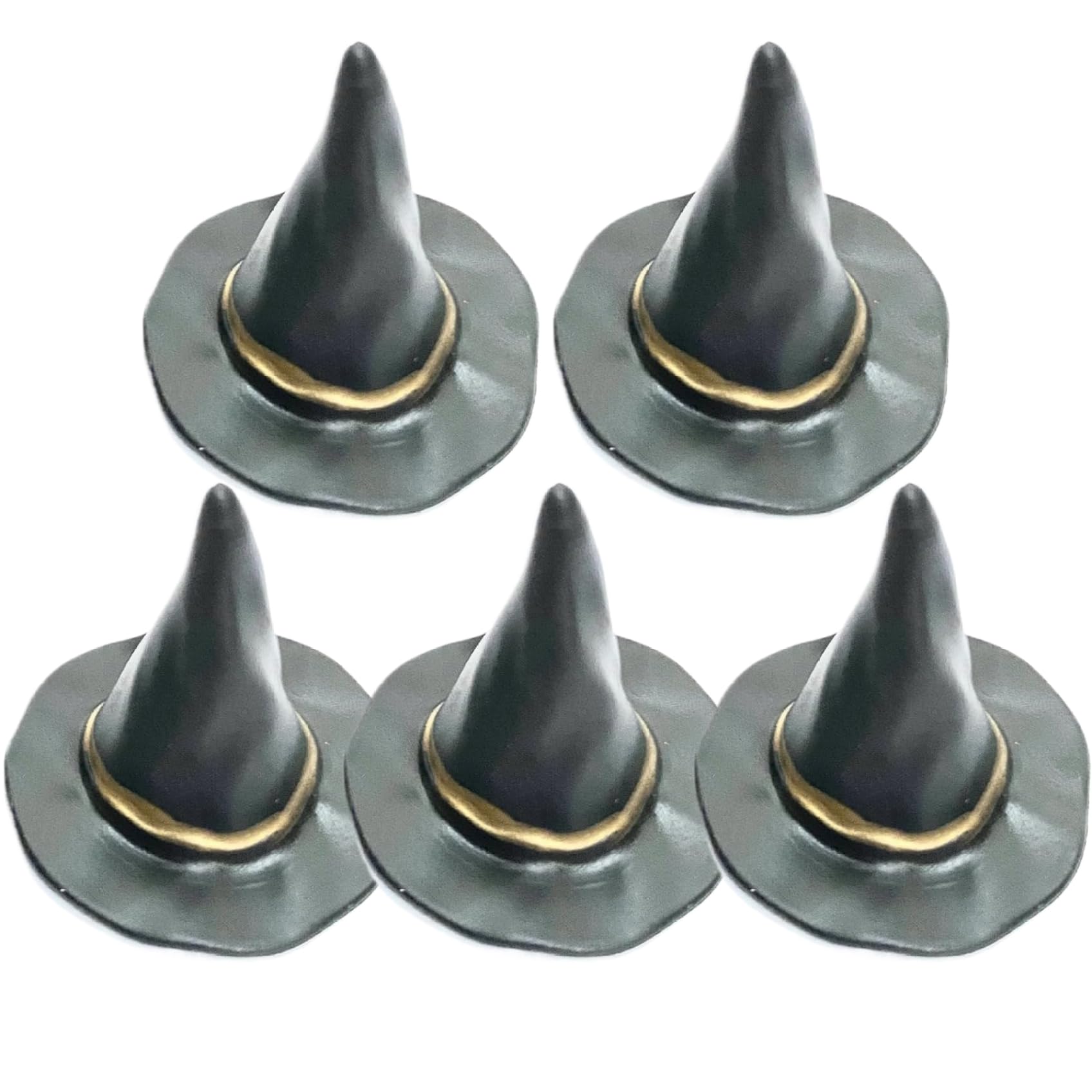 Grsrkep 5 Pcs Halloween Miniatures Black Tiny Witch Hat Diy Decorative Mini Halloween Figurines For Dollhouse, Wine Bottle, Party Table, Photo-Taking Ideal