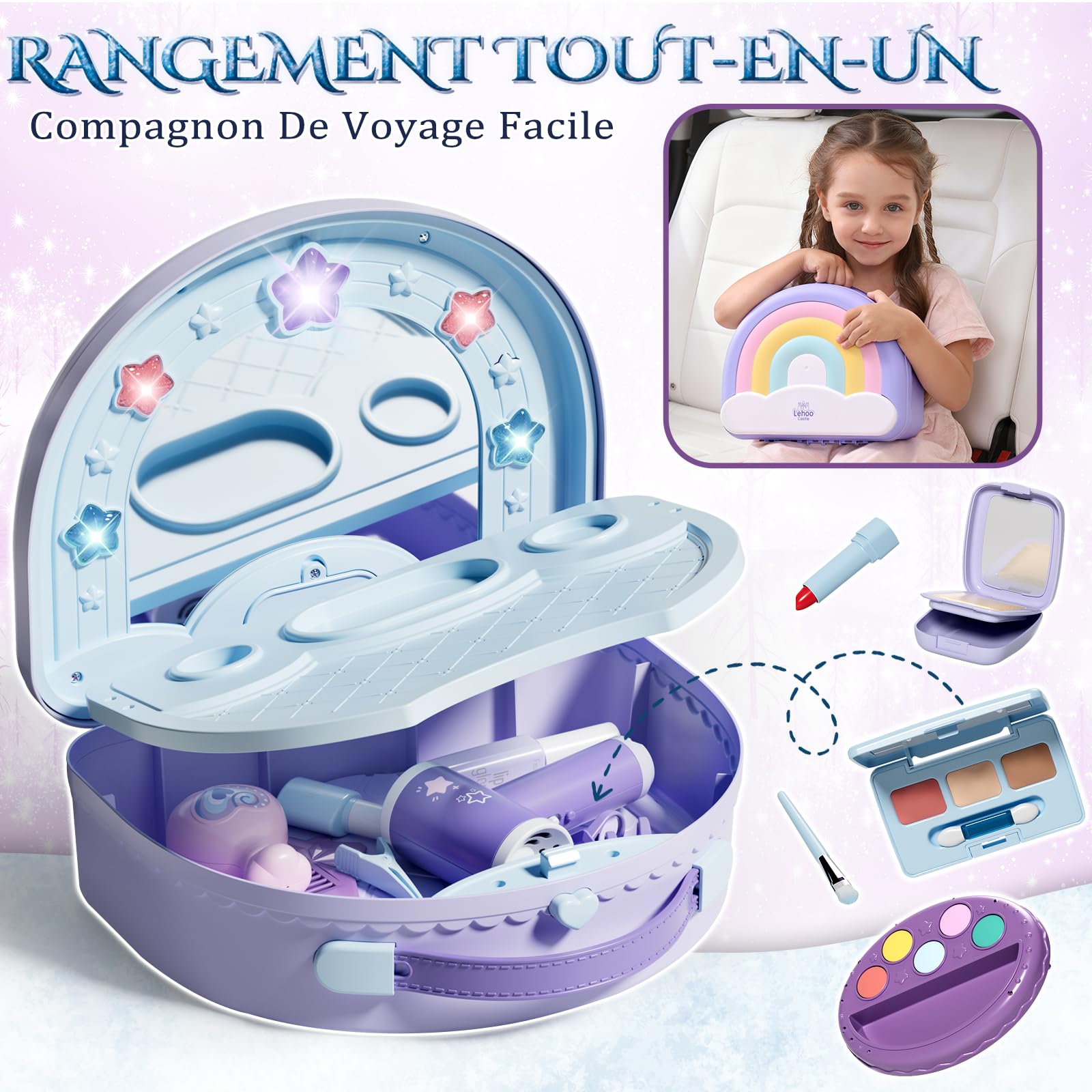 Lehoo Castle Coiffeuse 2-1 Faux Maquillage Enfant Fille Jouet