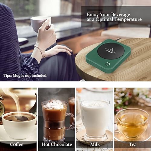 Miniatura 5 de VOBAGA Calentador de taza de café, calentador de café eléctrico para escritorio con apagado automático, 3 ajustes de temperatura para calentar y