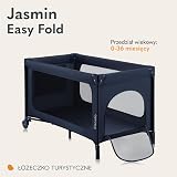 LIONELO Jasmin Easy Fold Łóżeczko Turystyczne Dziecięce do 15 kg od 0 do 36 miesięcy Piankowy Materac T25, 2 Poziomy Wysokości, Szybkie Składanie Easy Fold, Boczne Wejście, Kółka (Niebieski)