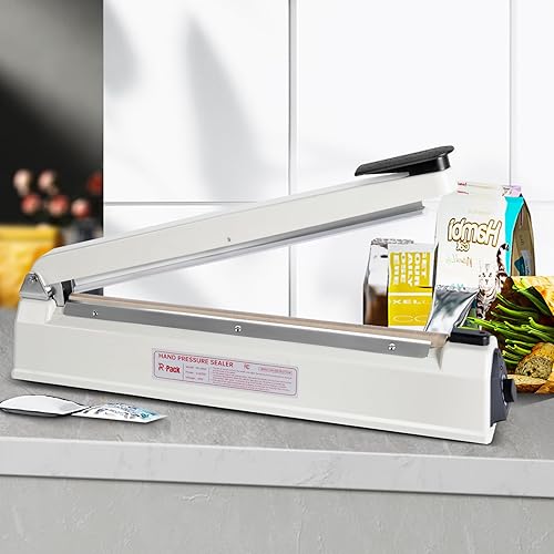 Miniatura 8 de Sellador térmico por impulso con barra de sellado, máquina de sellado y corte de bolsas de alta resistencia, 2 reemplazos adicionales (blanco, 8