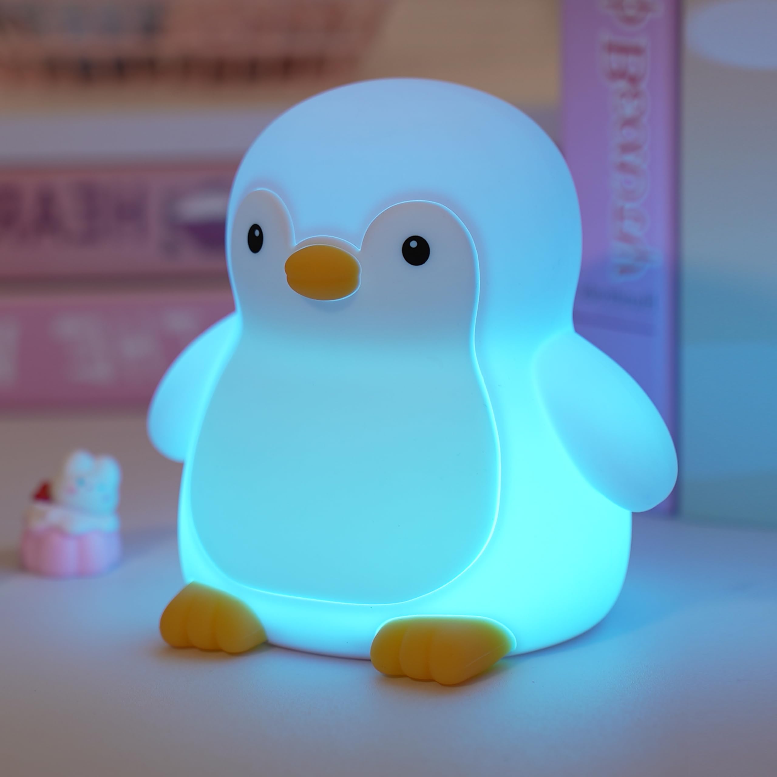 JMG-Myratts Night Light for Kids, Cute Soft Silicone Penguin Lamp, Dimmable Timer Nursery Portable Kawaii Lamps, Bedside Lamp for Baby Toddler Adult[Energy Class G] (Penguin)