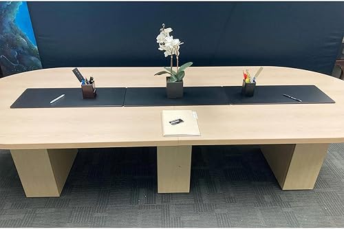 Miniatura 5 de Dacasso 30 x 12.5 pulgadas de cuero sintético negro para mesa de conferencias de lujo, camino individual para escritura, protector de superficie de