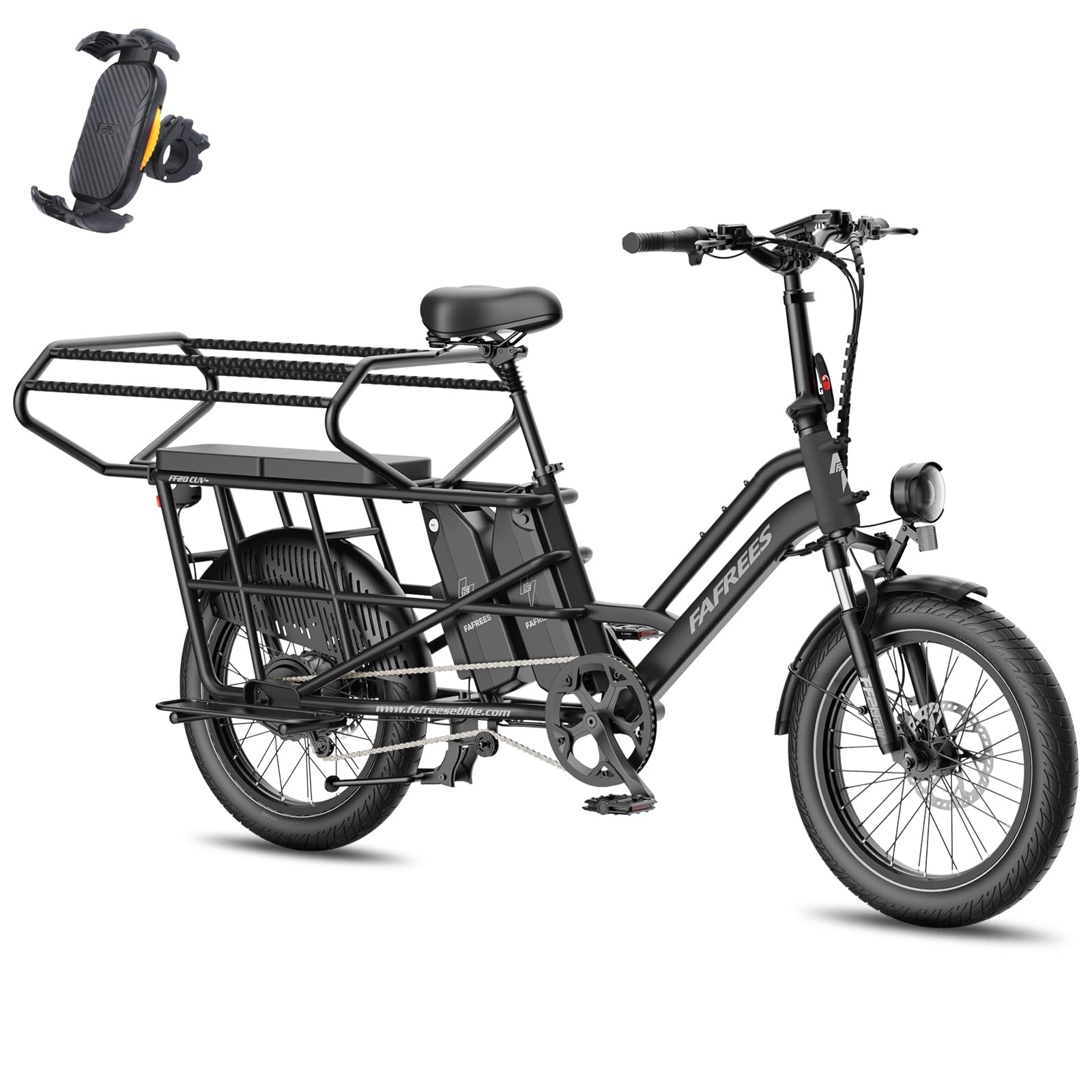 Fafrees FF20 CUV Elektro Cargo E Bike 20 Zoll 200kg Zuladung [ Offiziell ] 2X 12Ah Akku 576Wh, 75N.m, 25km/h Ebike Mountainbike, Hydraulikbremsen Fatbike E-Bike für Erwachsene