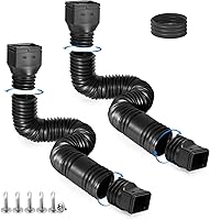 plusgutter 2-Pack Flexible Rain Gutter Downspout Extensions - 58"+68" Extendable PE Pipes, Durable Adapters & Connector for Water Drainage (Black)