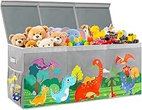 Vista 1 de Caja de juguetes extragrande con tapas, organizador plegable de almacenamiento de juguetes para niños, caja de juguetes de dinosaurio para niños