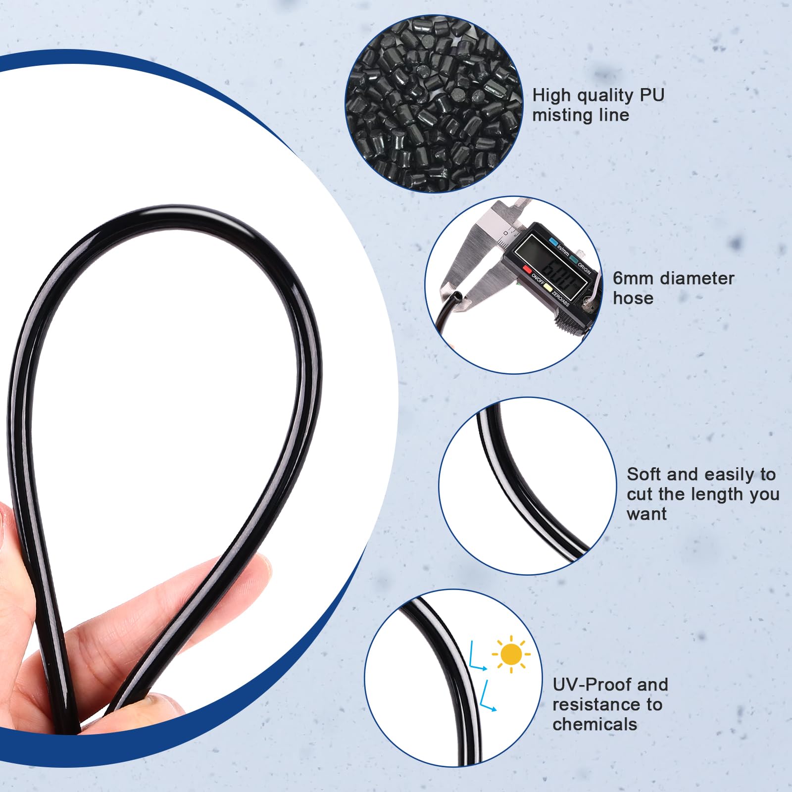 AGPTEK 10m Kit d’Irrigation système de brumisation avec 10 Buses de Brume avec Joint en T, 74pcs système de Refroidissement extérieur par Brume, brumisateur pour terrasse, Jardin