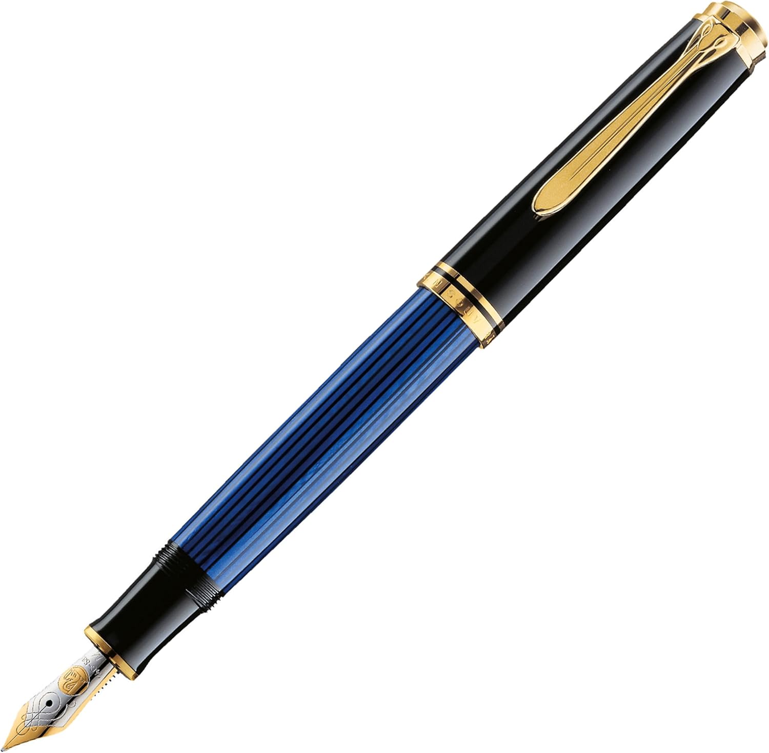 Pelikan Souverän M400 Fountain Pen, Fine Nib, Black/Blue, 1 Each (994939) Black/Blue Fine Nib