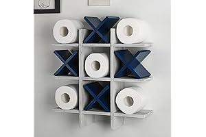 Weysat Blue Bathroom Wall Decor: Tic Tac Toe Toilet Paper Holder