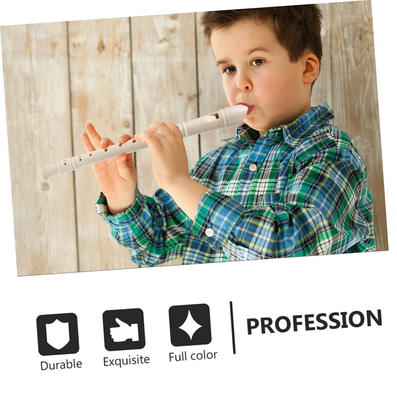 Clarinete Infantil de 8 Agujeros Beige de Resina, 1 Set | Instrumento Musical para Niños y Principiantes, Superficie Lisa sin Rebabas, Decoracion Colegio