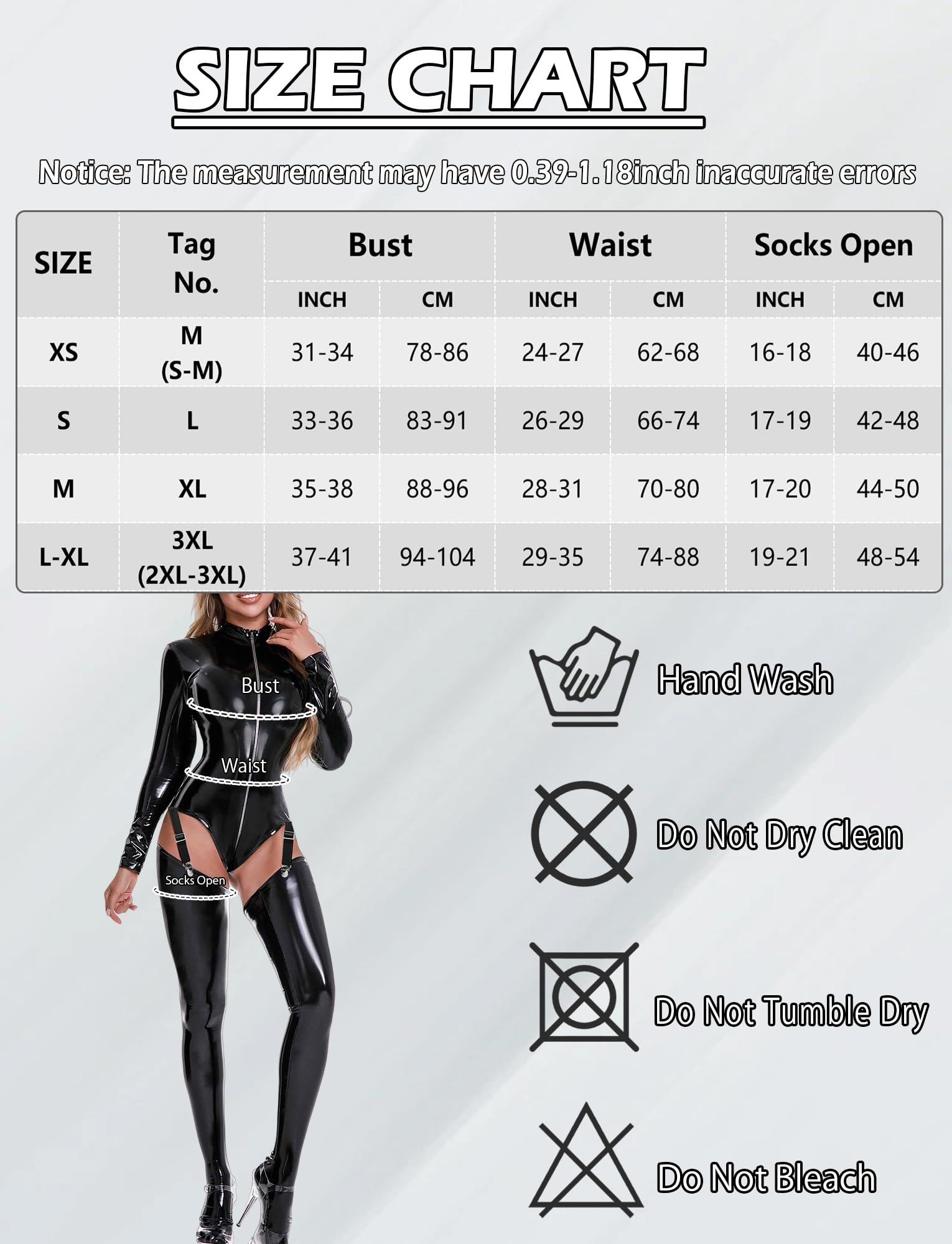 FEOYA Bodys Femmes Cuir Wetlook Lingerie Jumpsuit Latex Stringbody Manches Longues avec Brillant Bas EU XS-XL (Asie S-3XL)