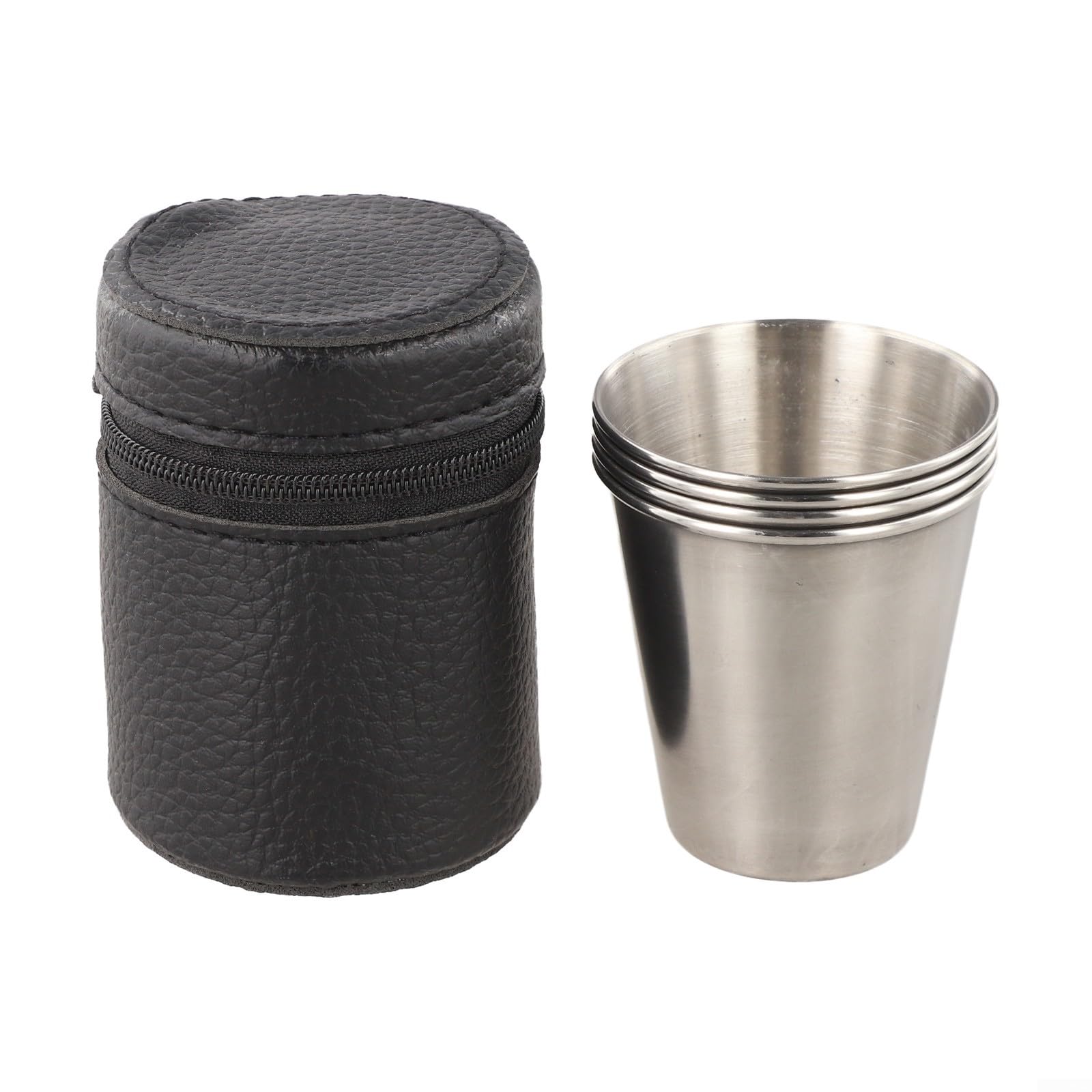 Belnotelt Stainless Steel Shot Glasses Set of 4 with PU Leather Bag, 30ml/70ml Cups for Wine, Beer, Coffee, Camping, Picnic, Travel, Outdoor(70ML)