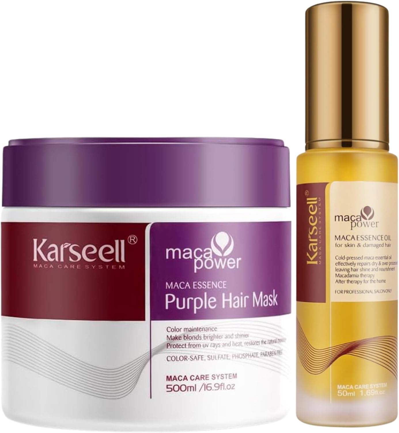 Set van 2 – Violet Haarmasker + Arganolie Reparatie van Geverfd Haar Toner voor Blond en Grijs Haar Illuminator Droog en Beschadigd Haar – 500 ml. + 50 ml.