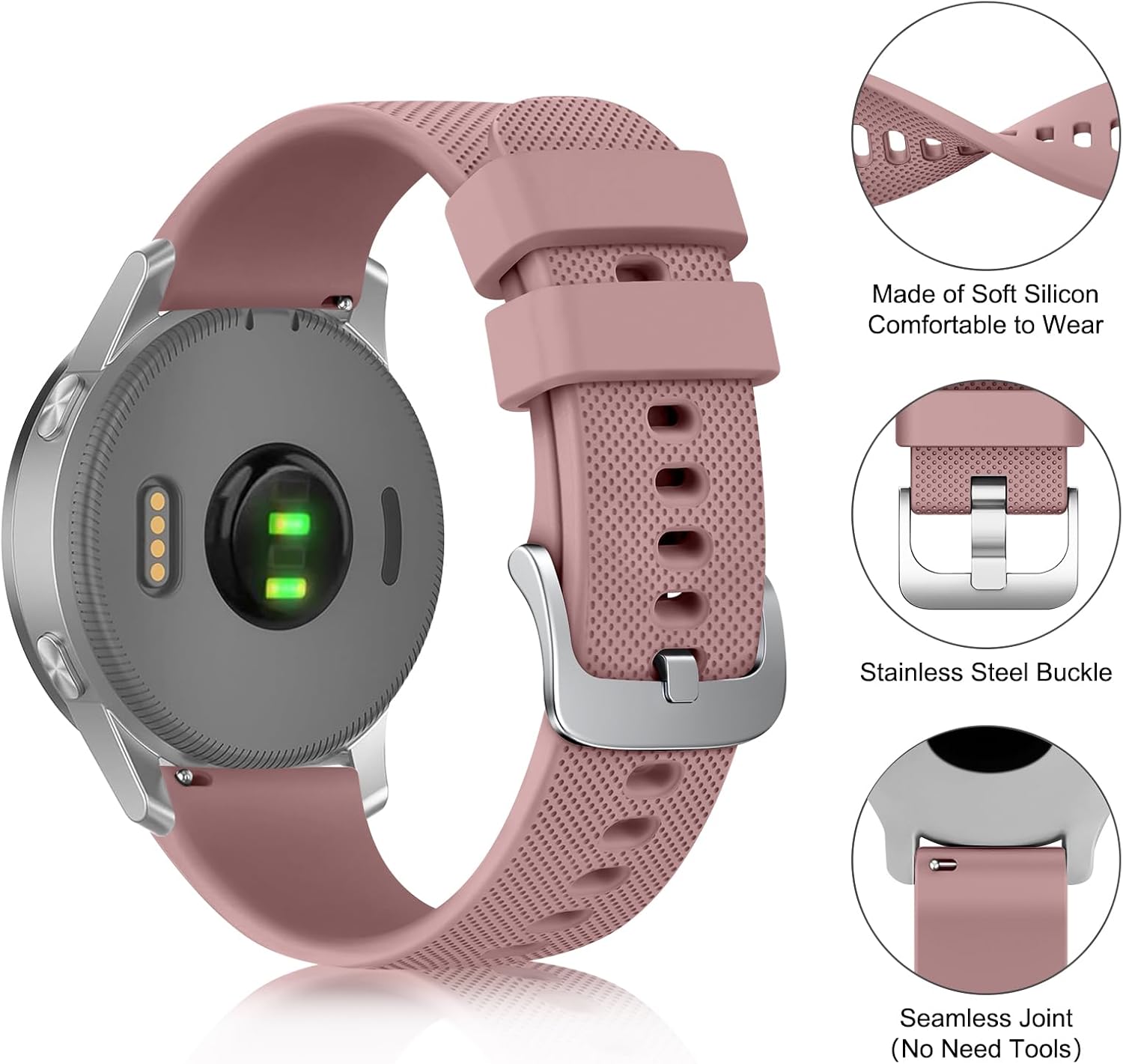 4 Pack 18mm Silicone Bands for Garmin Venu 3S / Vivoactive 4S / Venu 2S / Vivomove 3S, Soft Sport Replacement Straps for Garmin Forerunner 255S / 265S Smartwatch