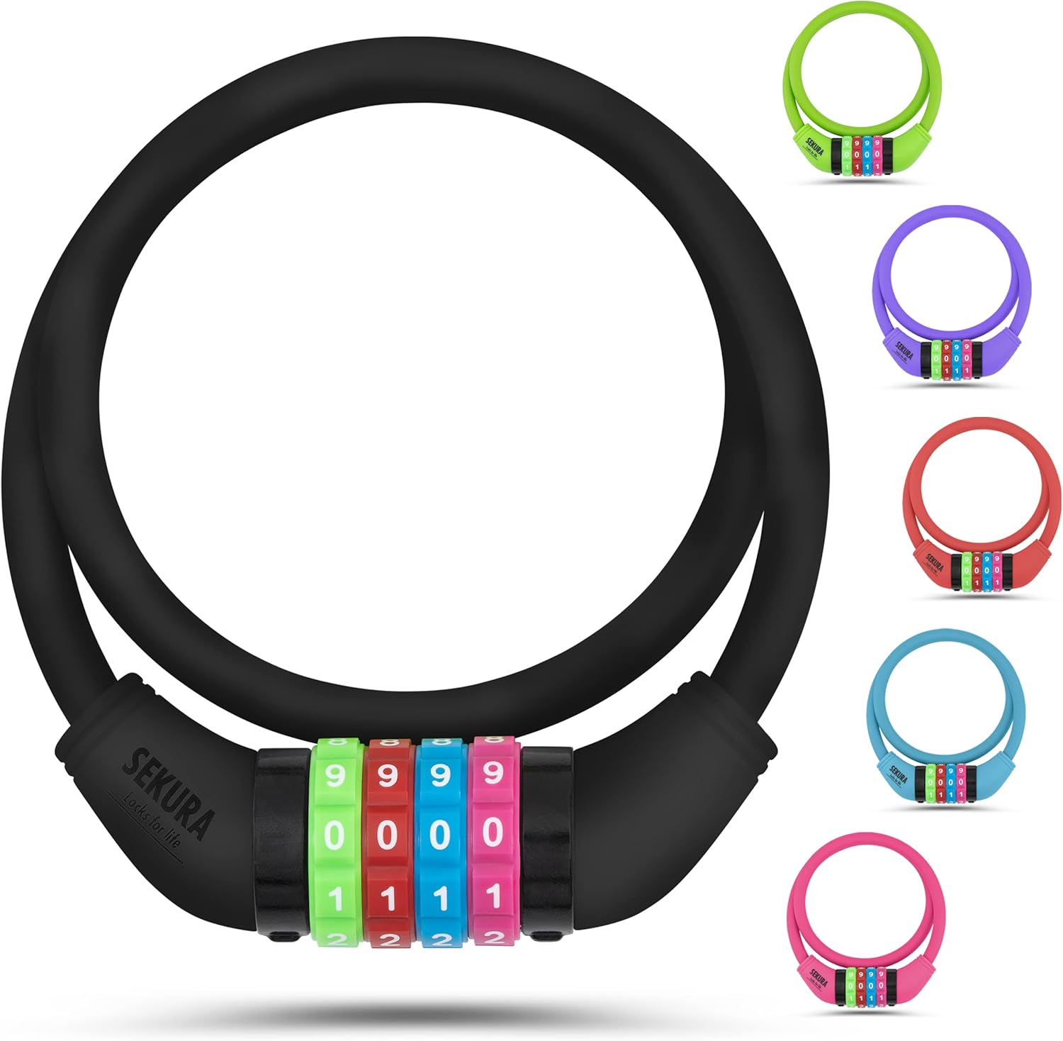 Bike Locks Cable for Kids – Colorful & Keyless – Secure Your Child’s Bike – Easy-to-Use Bicycle Accessory, High Security 5 Digit Resettable Combination Coiling Bicycle Lock, Anti Theft