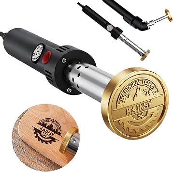 KAINSY Custom Electric Branding Iron, Adjustable Temperature, Electric Iron for Burger Wood Leather, Personalized Logo Monogram, Wood Burning Stamp, DIY Gifts Woodworking Tool for Cake Meat Plastic