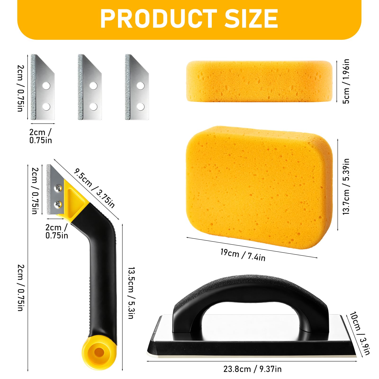 Grout Float Set - 9 Pcs for Tile & Masonry -3