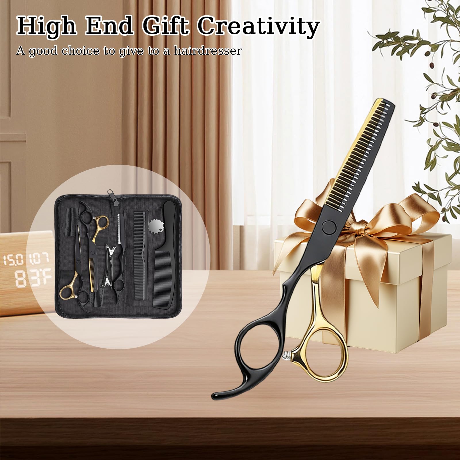 Forbice per Sfoltire i Capelli, Forbici Parrucchiere Professionali Barbiere, Set Professionale di Forbici per Capelli in Acciaio, Borsa per Parrucchieri, Principianti e Uso Domestico