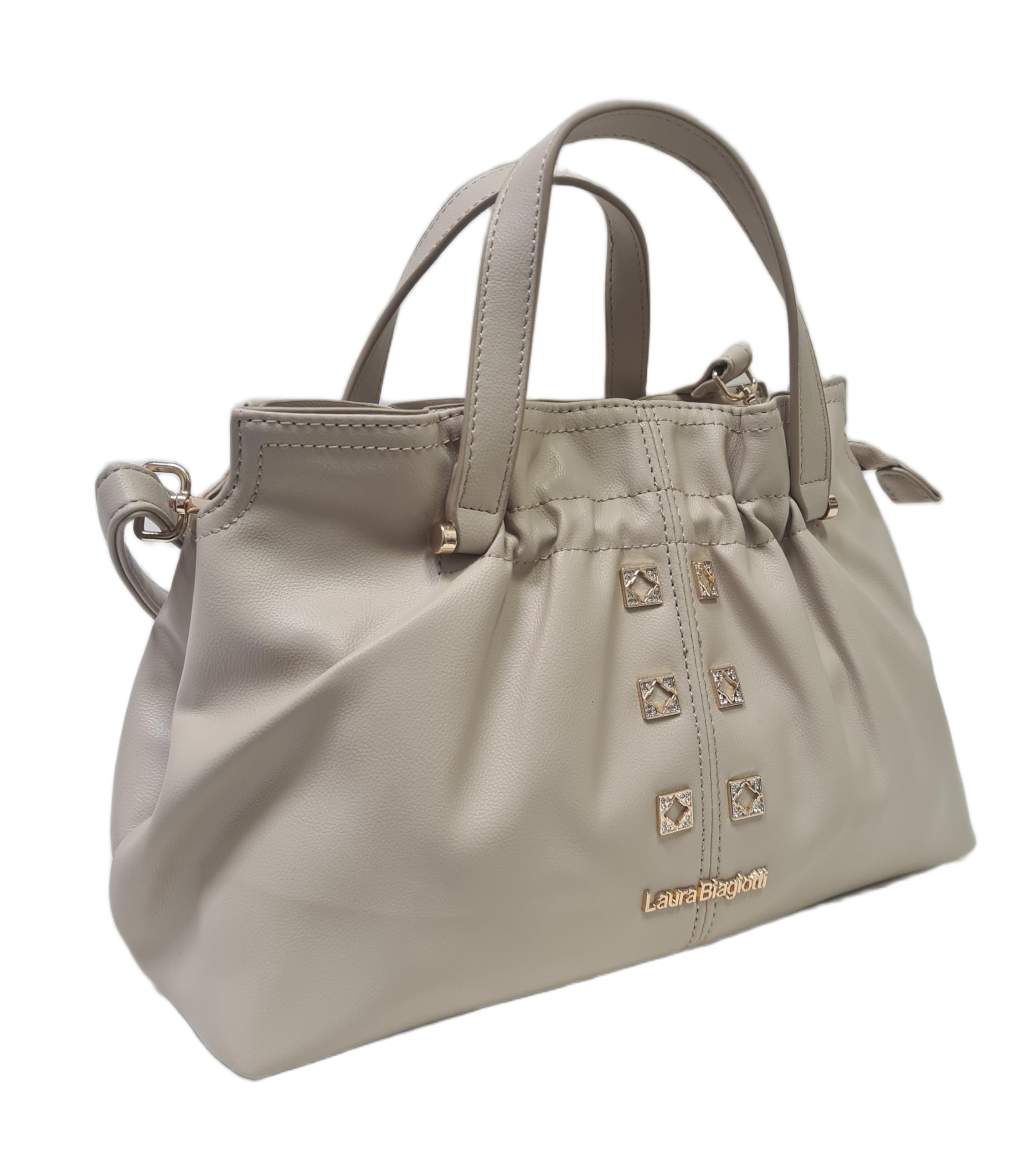 Laura Biagiotti Borsa a Mano Linea Eclyper, Pelle Sintetica, Dimensioni 31x20x13 cm, con Tracolla Regolabile Rimovibile, Accessori Oro LB26S-252-2 | Leggera