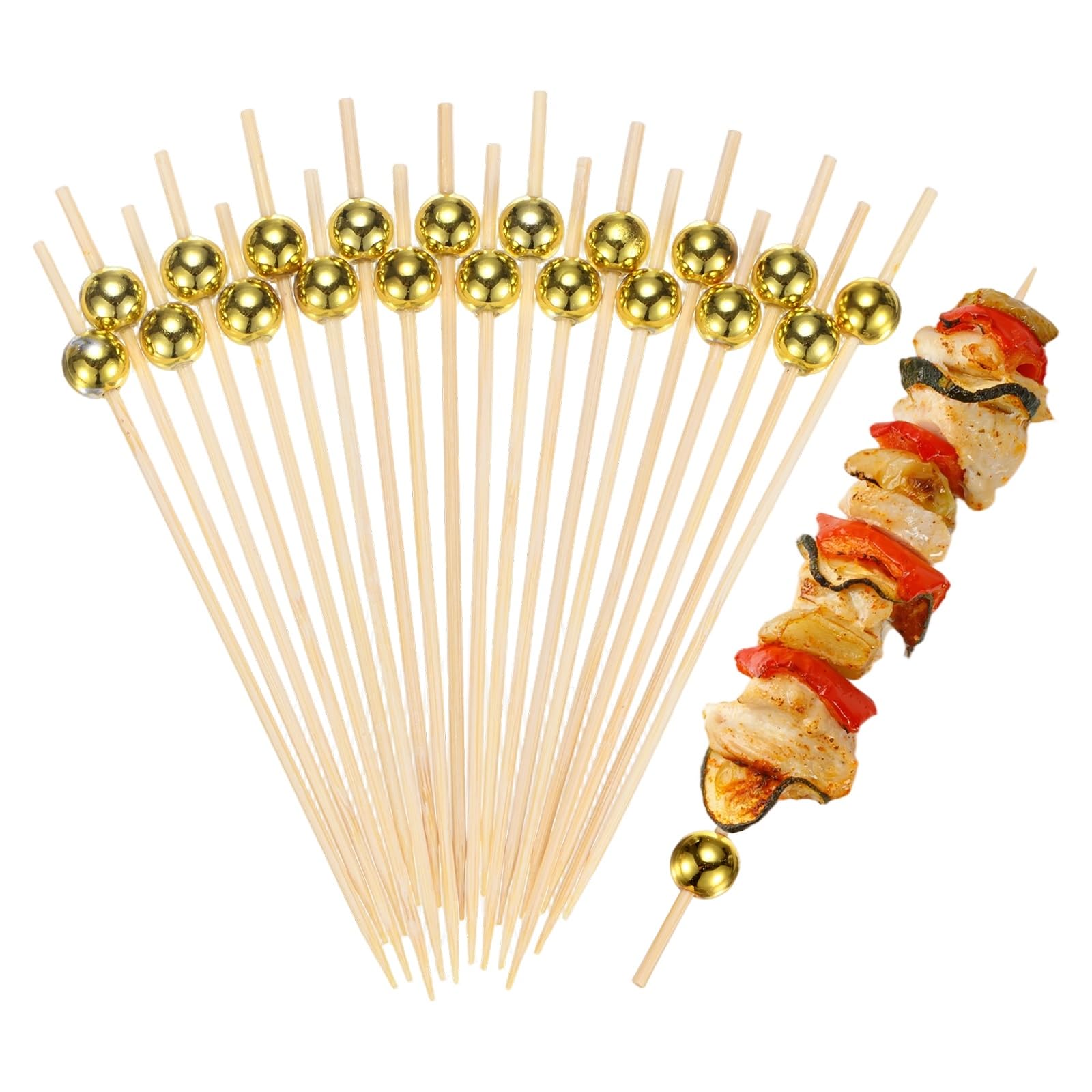 M METERXITY 100-Pack Cocktail Picks 4.7 inch Bamboo Fancy Toothpicks — image 1