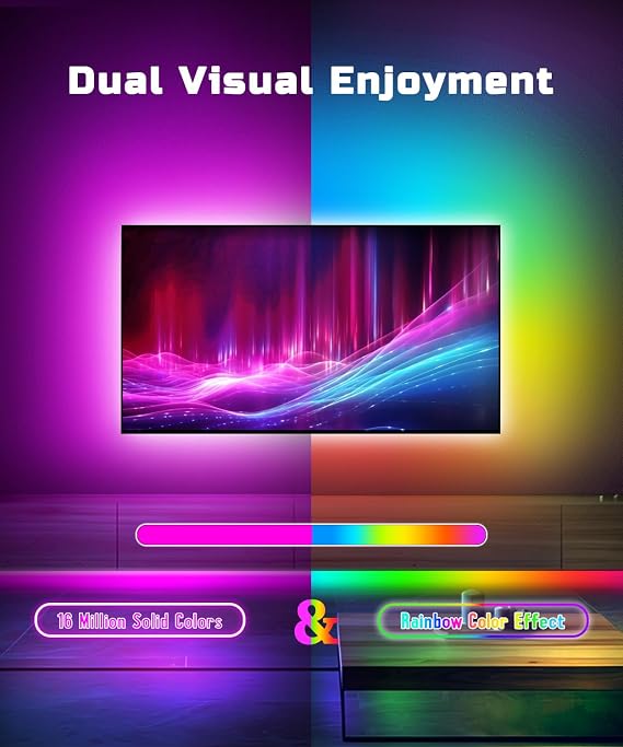 5m Led Strip Light for 45-75 Inch TV RGB Backlight Music Sync Color Changing,Bluetooth Function Light Strip,TV Backlight with App & Remote Control, Led Lights for Bedroom,Room,Home Decor [Energy Class F]