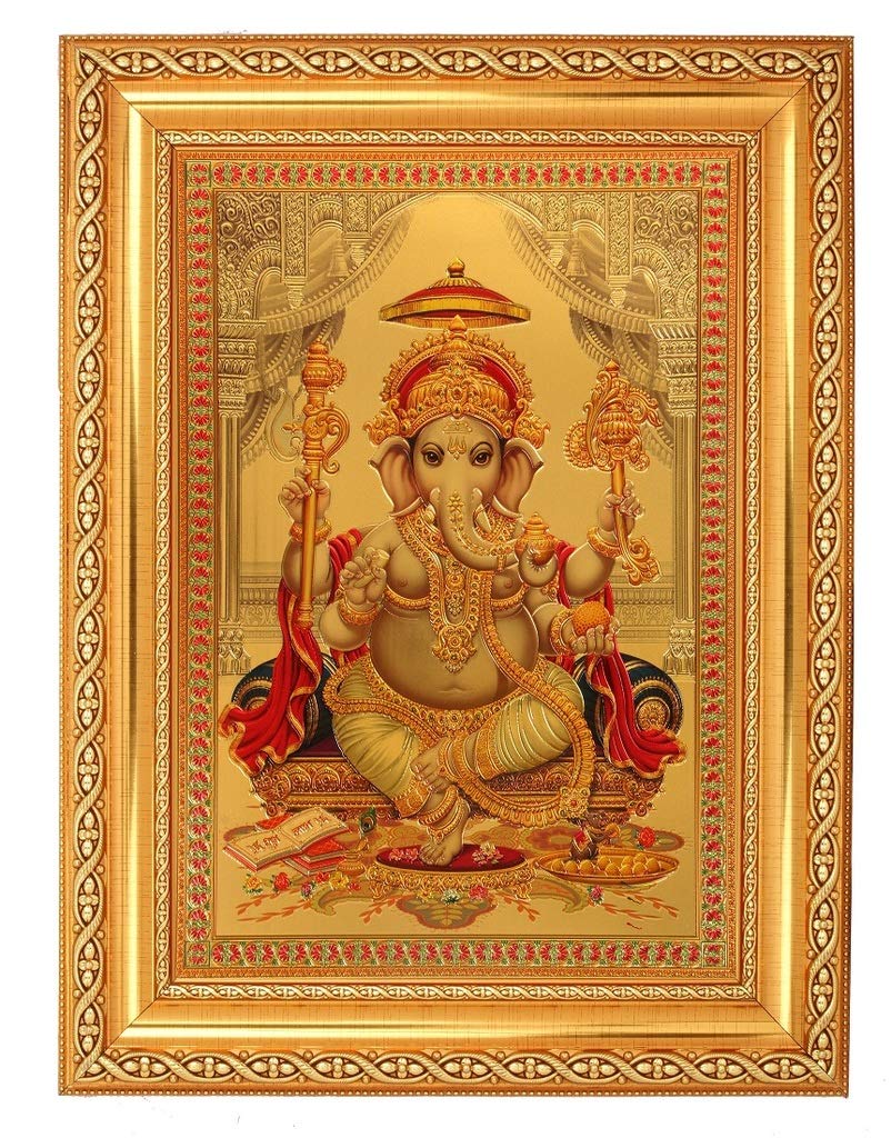 Photo de Shree Ganesh pour harmoniser la maison cadre doré inclus