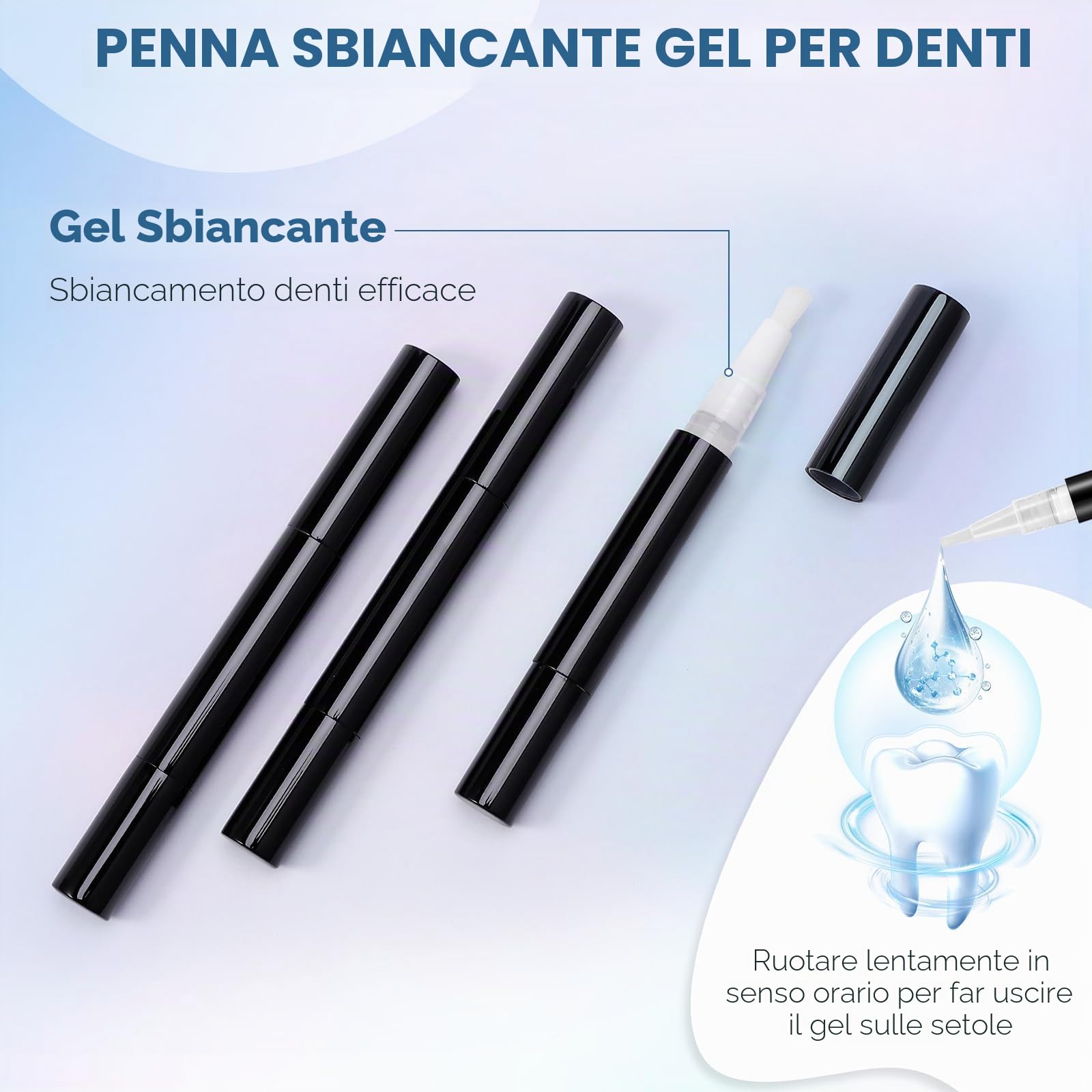 Kit Sbiancante Denti, LED Sbiancante Denti Professionale con 3pcs Gel Sbiancante per Denti, Ricarica Magnetica, Rimuovere Rapidamente Macchie Dei Denti, Kit Per La Cura Dentistica Domestica