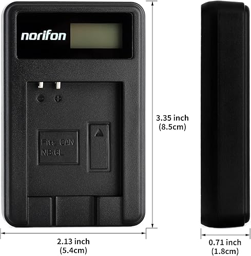 Miniatura 5 de Norifon Cargador USB LCD NB-6L para Canon PowerShot SX530 HS, SX610 HS, SX710 HS, SD1200 es, SD1300 es, S120 IXY 10S IXY 30S Cámara y más
