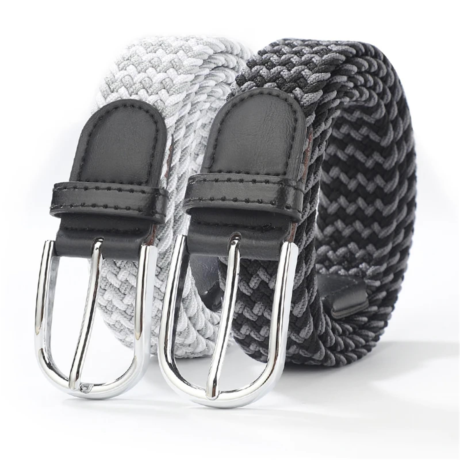 Ceinture Homme 2 pièces Ceinture Toile Ceinture Hommes Ceinture élastique Doux tissé Ceinture élastique Femmes Ceinture décontractée pour Jeans(Brown,125cm)