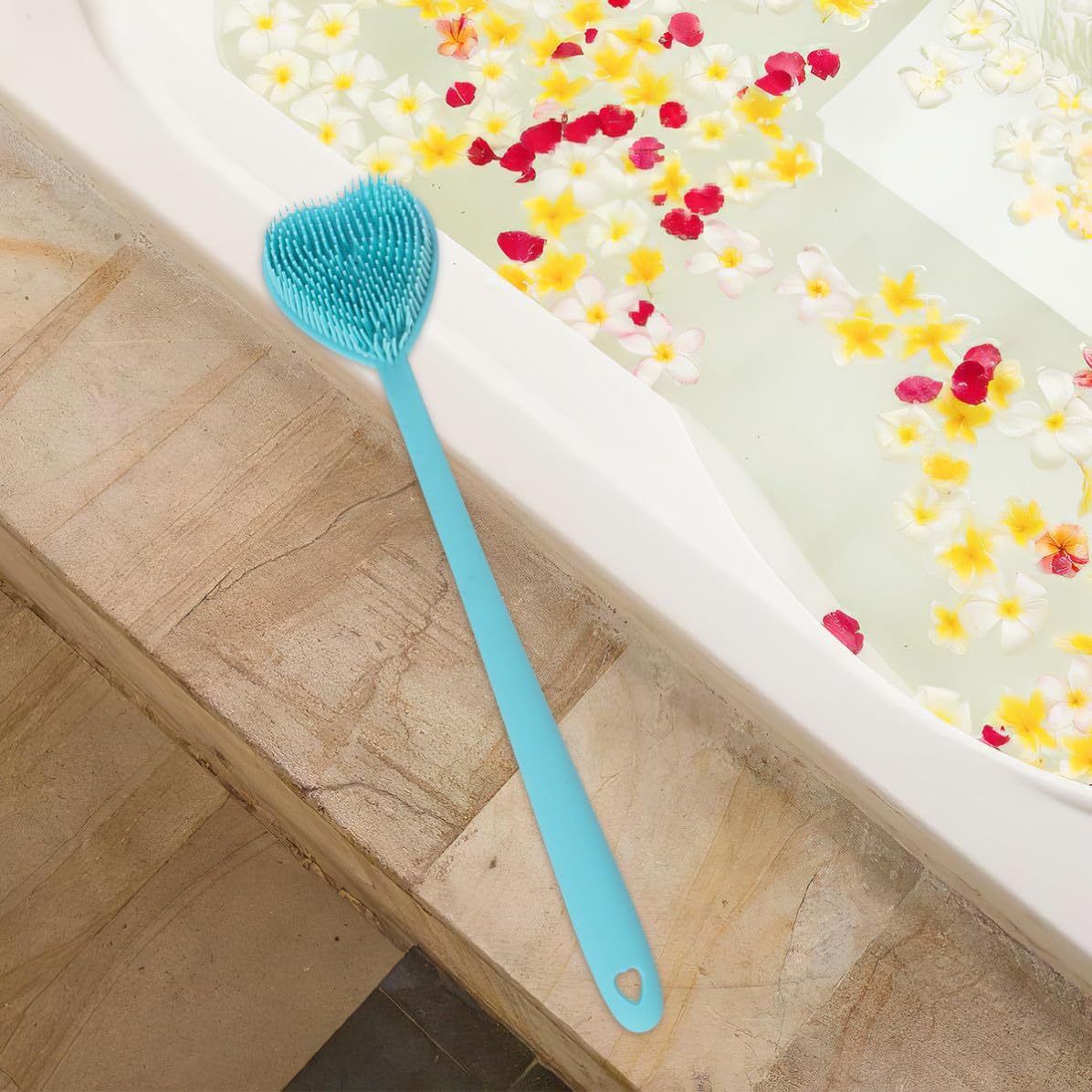 Adorainbow 2 Stück Herzförmige Silikon Badebürste mit Langem Griff Doppelseitig Weiche Borsten Peeling und Massagefunktion für Sanfte Körperreinigung unter Dusche