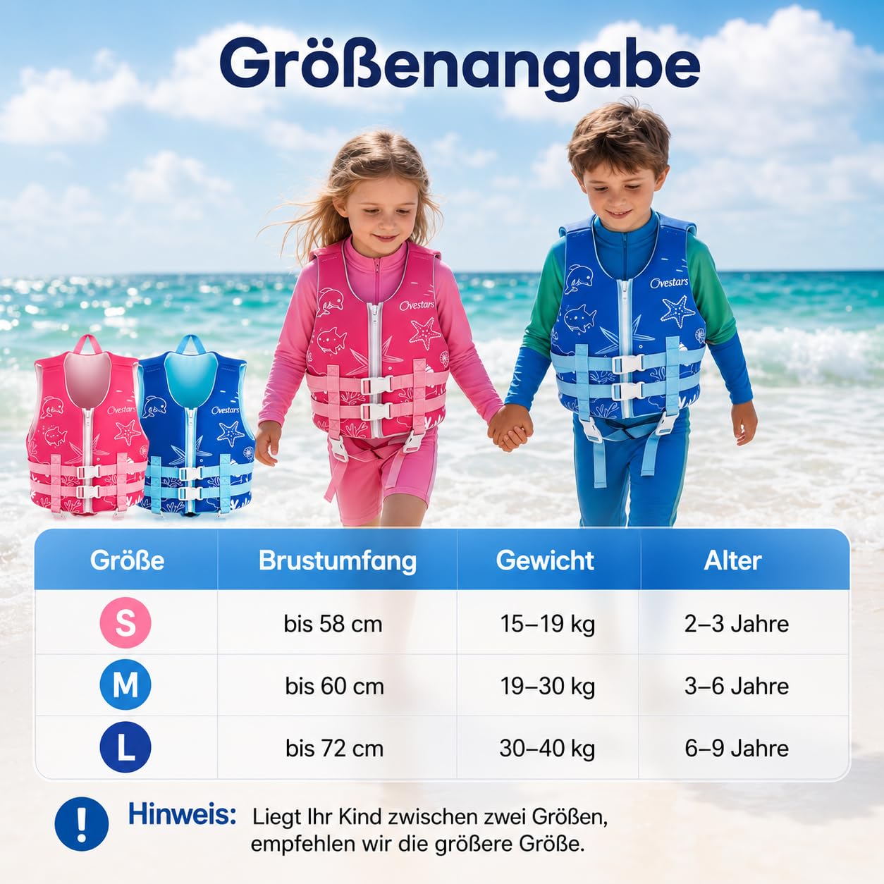 Schwimmweste Kinder 2-9 Jahre – TÜV geprüfte Schwimmhilfe & CE-zertifizierte Schwimmlernweste aus weichem Schaum – Bequeme Passform, hoher Auftrieb, ideal für Schwimmtraining & Wasserspaß