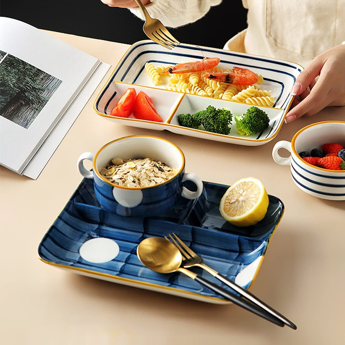 SPORTARC Assiettes à Dîner En Plastique Séparées Avec 3 Copartients