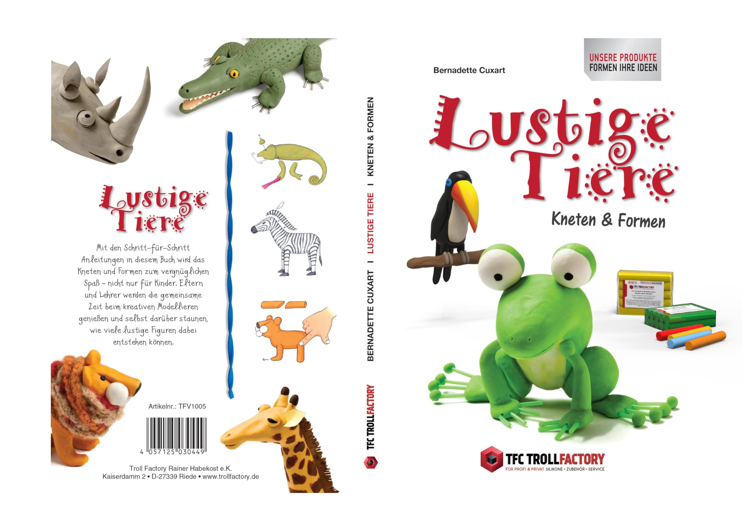 TFC Troll Factory Pasta modellabile, 7 x 500 g, multicolore con libro: il mio libro di plastilina, set di plastilina per figure, sculture, rilievi, fai da te, libro con istruzioni (lingua italiana non