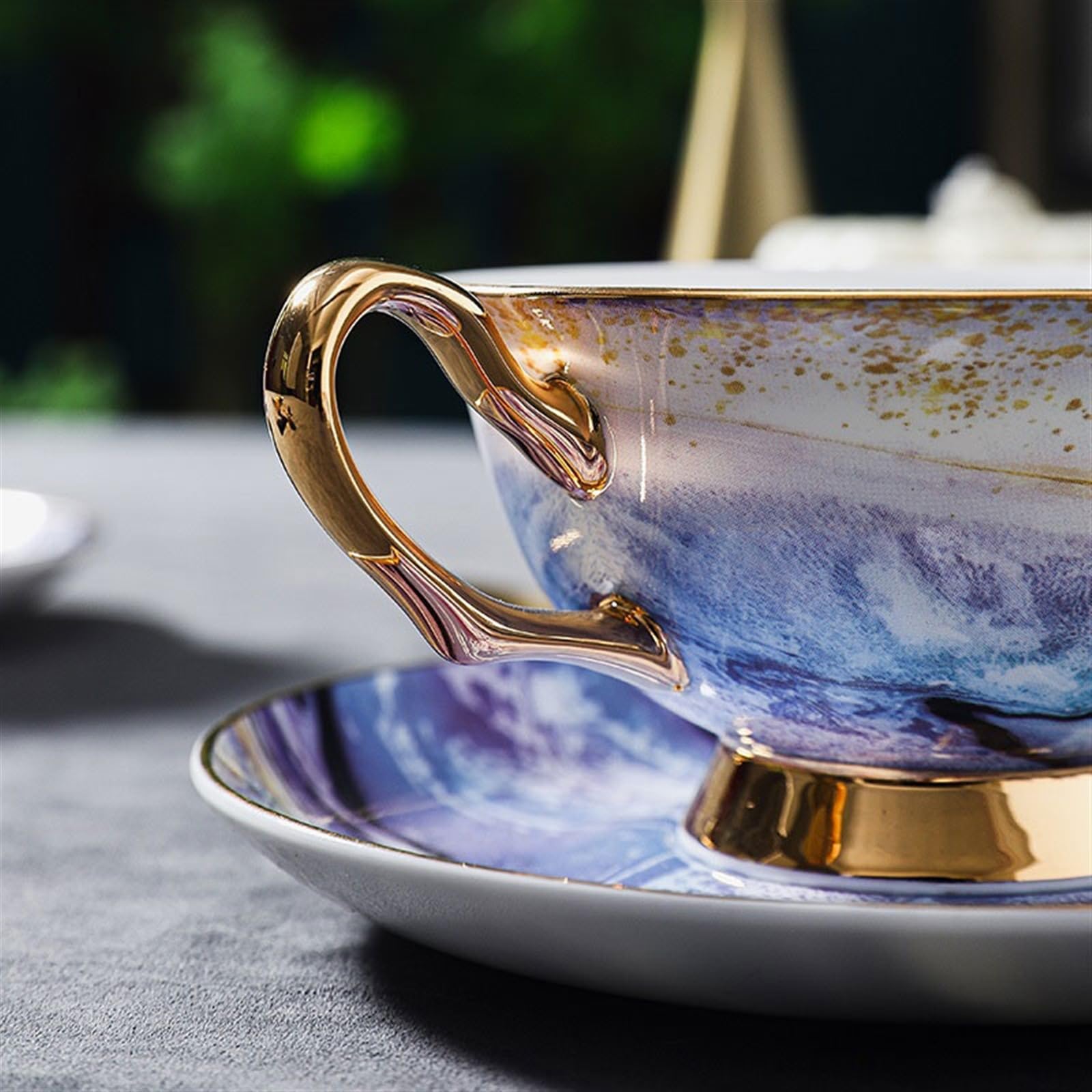 Tasse Tasses Tasses à thé européennes de l'après-midi, ensemble tasses café for la maison, noir en porcelaine chinoise 220ml