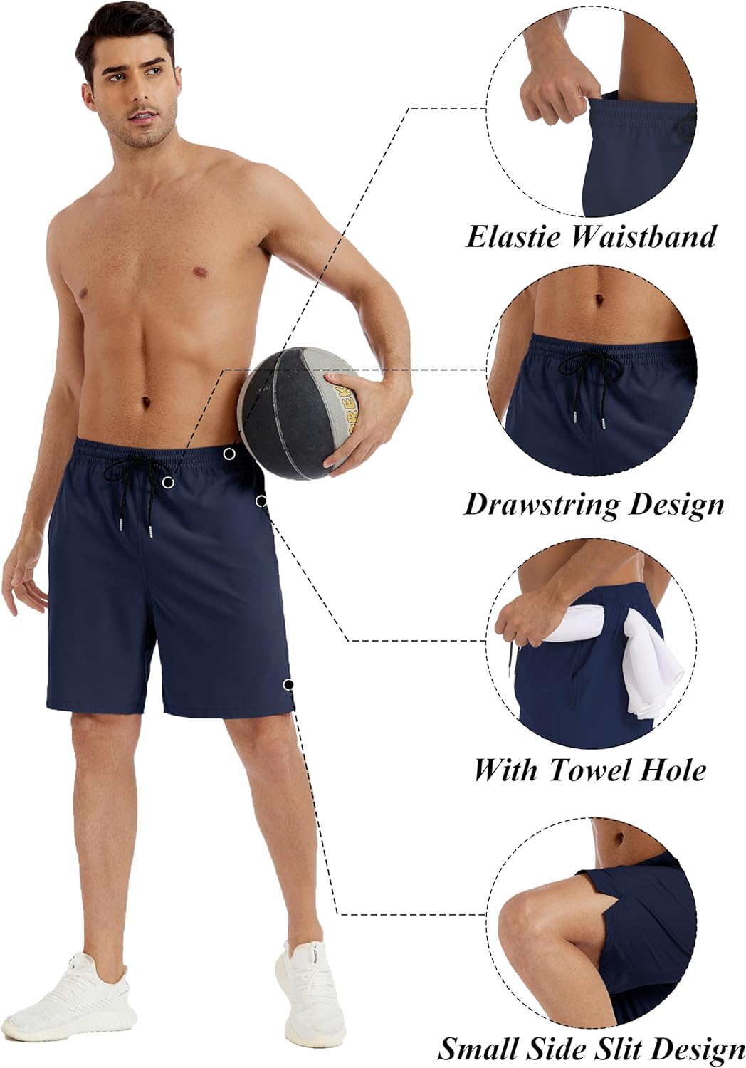 Men's Athletic Shorts-7" Quick Dry Running Shorts Elastic Waist for Sports - Image 6