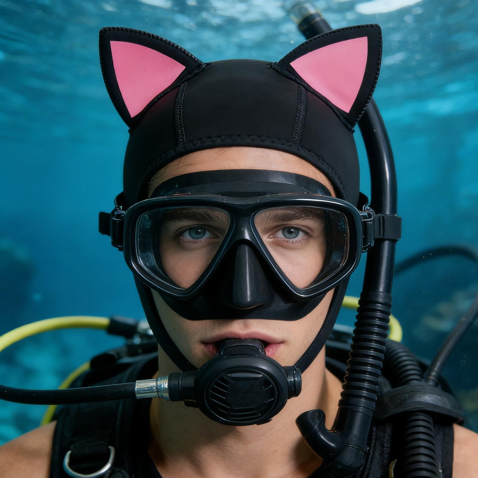 Cagoule plongée néoprène avec oreilles chat pour combinaison thermique homme femme surf apnée évent