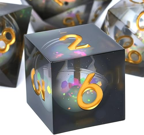 Miniatura 4 de Dungeons and Dragons - Juego de dados de núcleo líquido D&D, juego de dados de resina poliédrica DND, utilizado para juegos de rol, juego de dados
