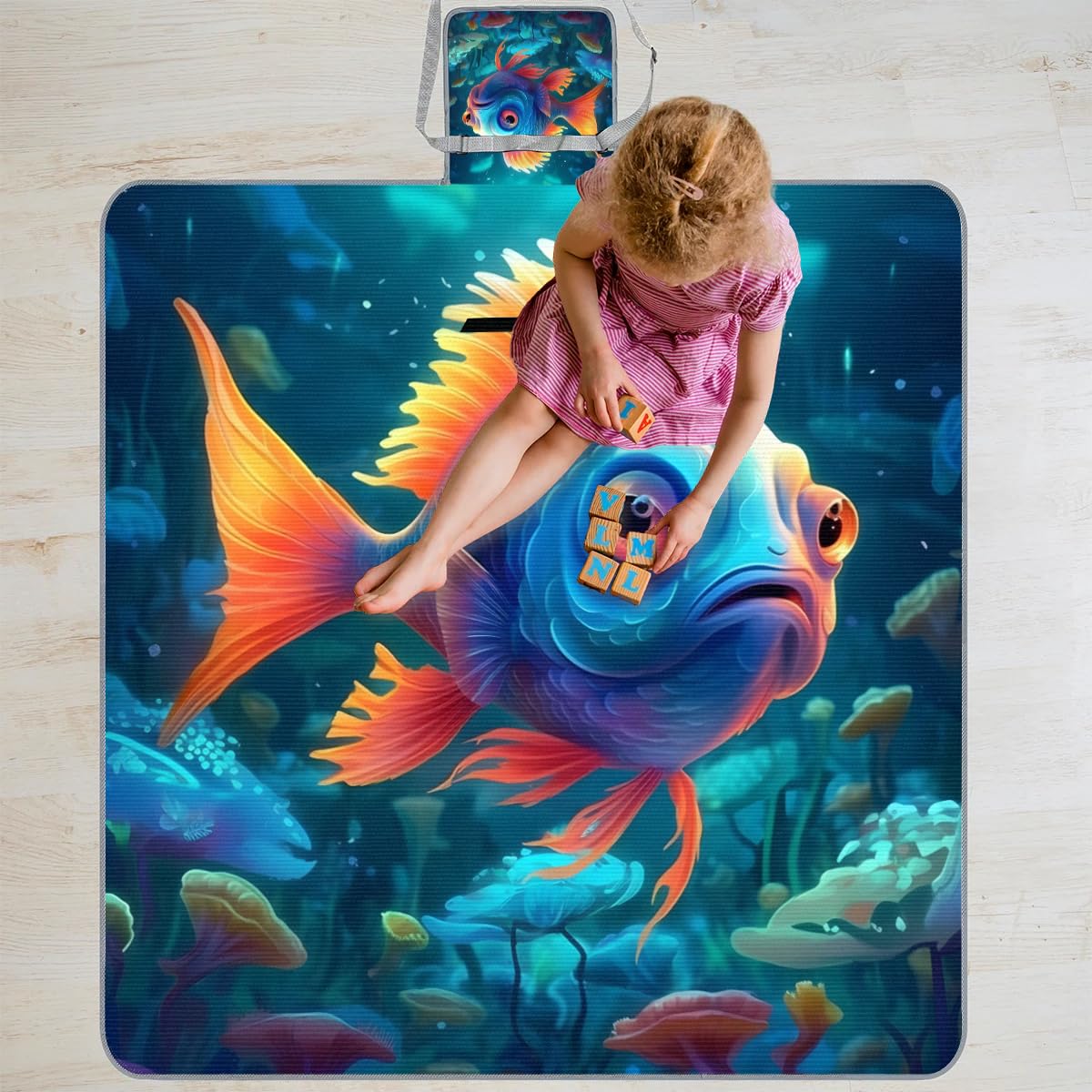 Mantas de picnic de 150 x 145 cm, manta de playa plegable con diseño de océanos coloridos para exteriores, impermeable, para playa, camping, senderismo, picnic