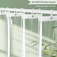Vista 3 de UFRIDAY Forro de cortina de ducha extra larga de 72 x 86 pulgadas, cortina de baño transparente de plástico simple, cortina de ducha impermeable